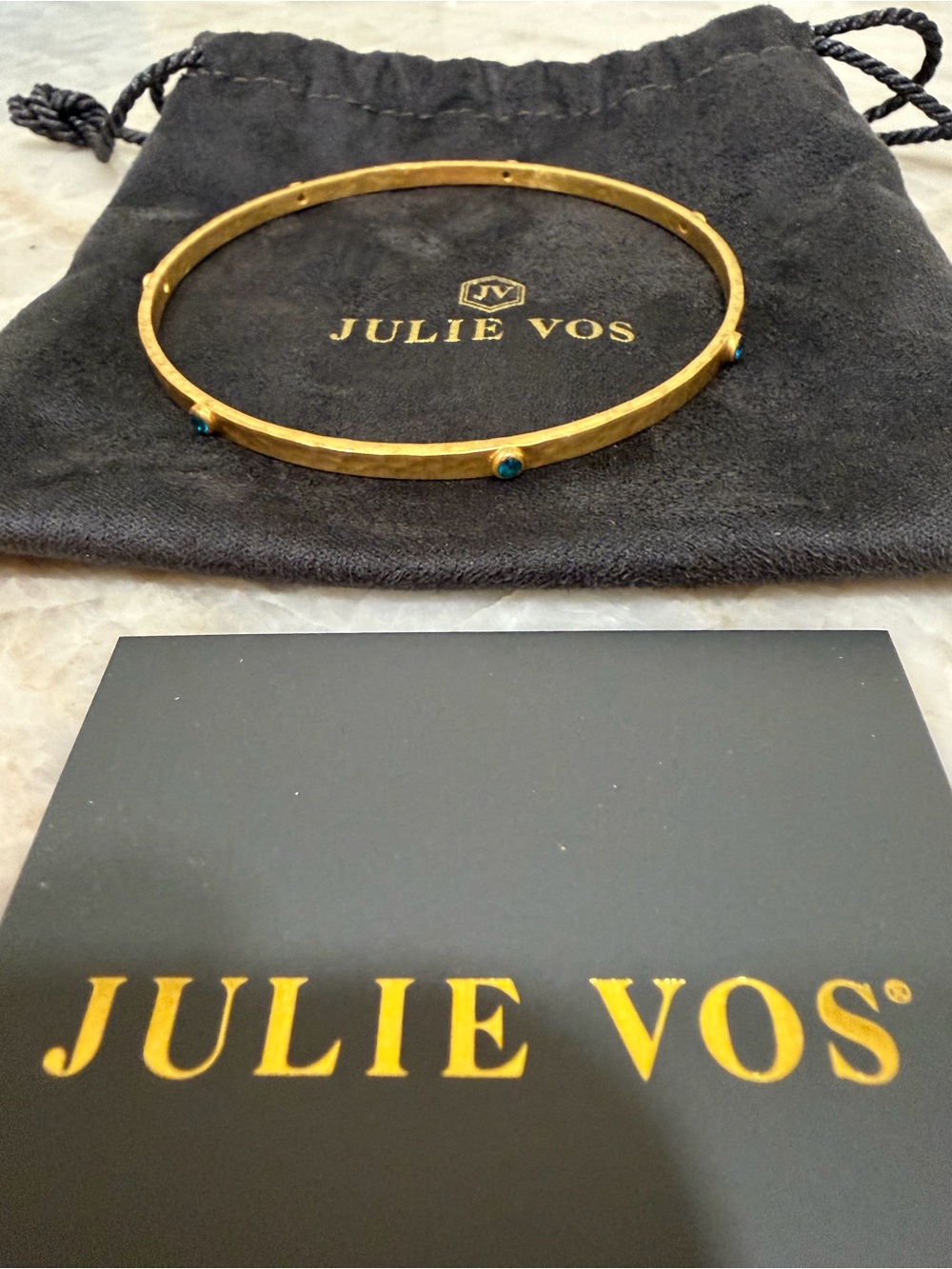 Julie Vos Gold Bangle with Turquoise Stones